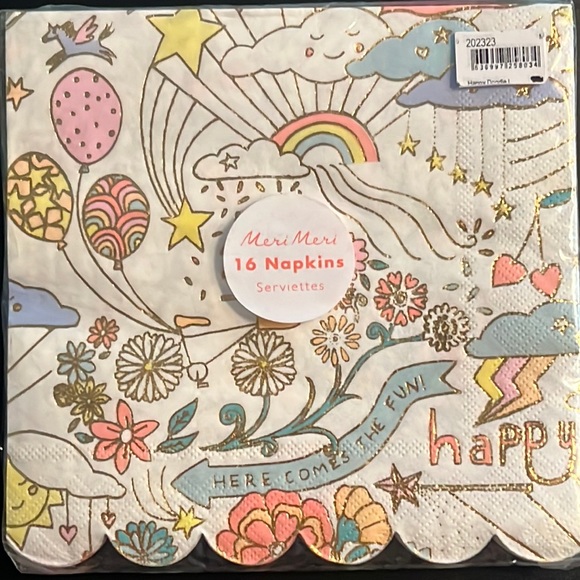 Meri Meri doodle party bundle: gold foil straws & scalloped gold foil napkin-NWT - Picture 2 of 16